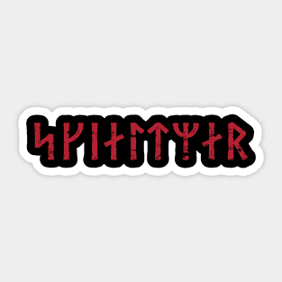 viking shieldmaiden norse futhark runes Red distressed Sticker